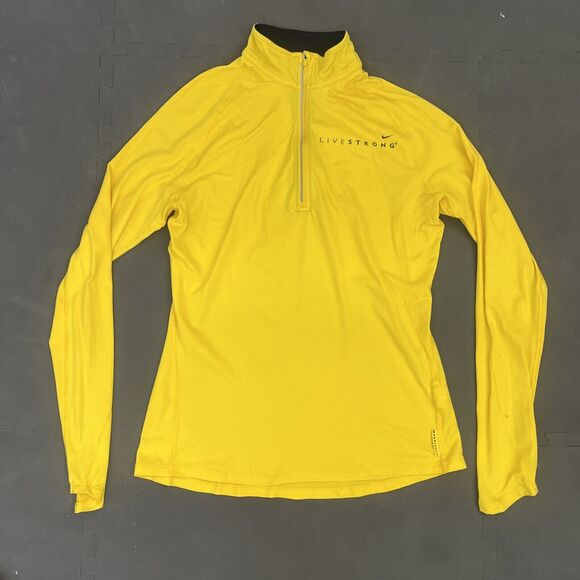 Nike Livestrong Womens 1/4 Zip Pullover Size Lg Yellow Athletic Stretch Shirt FS - Picture 8 of 11